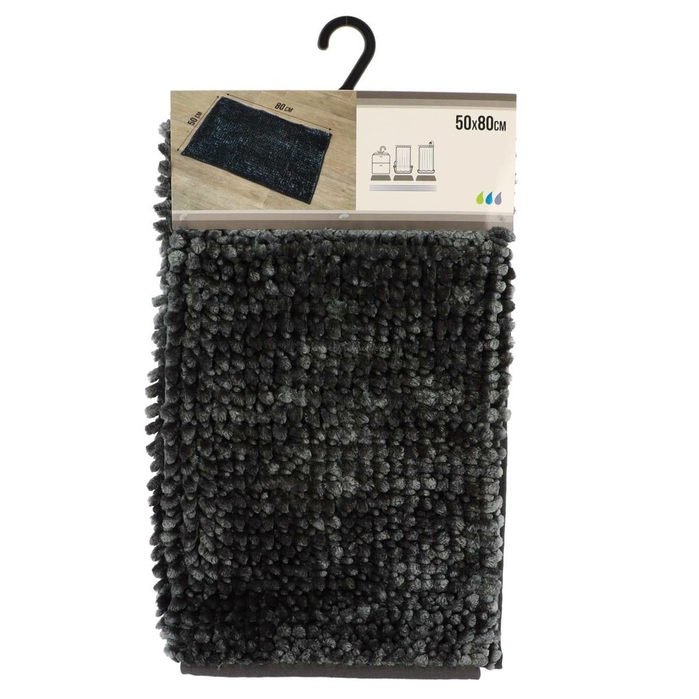Tapis microfibre satine chenille 50x80cm - gris fonce