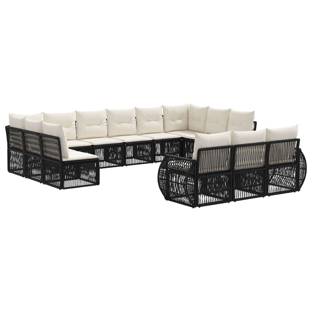Ensemble de canapé de jardin 13 pc noir et blanc crème