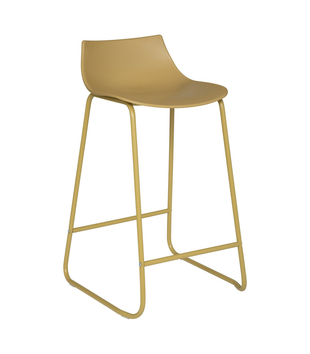 Tabouret de bar jaune ocre pieds en métal h 82 cm