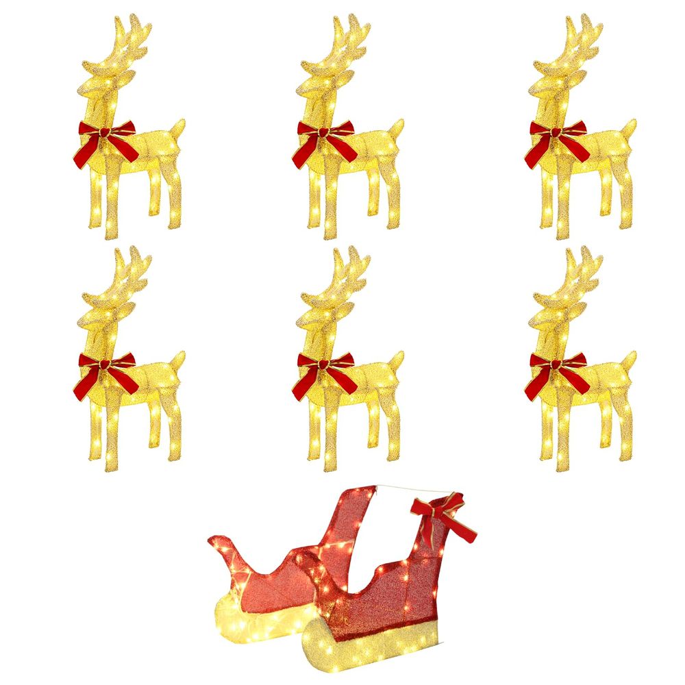 Renne de noël avec traîneau 7 pc 320 led blanc chaud