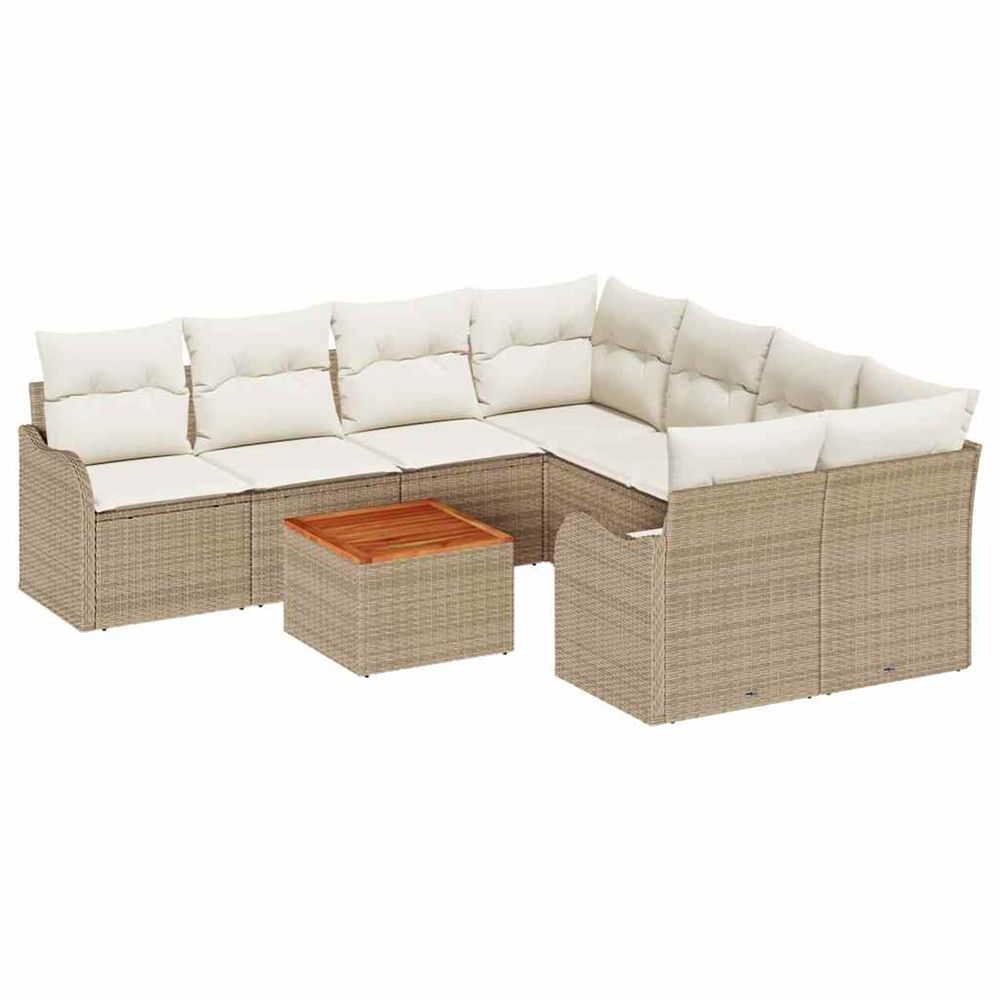Ensemble de canapé de jardin 9 pc beige et crème polyrotin