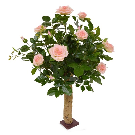 Rosier artificiel fleuri sur tige 75 cm rose