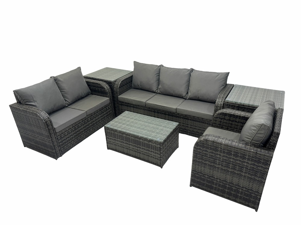 Ensembles de meubles de jardin 6 places ensemble de canapés en rotin avec chaise inclinable canapé 3 places 2 tables d'appoint