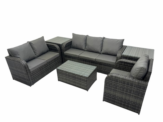 Ensembles de meubles de jardin 6 places ensemble de canapés en rotin avec chaise inclinable canapé 3 places 2 tables d'appoint