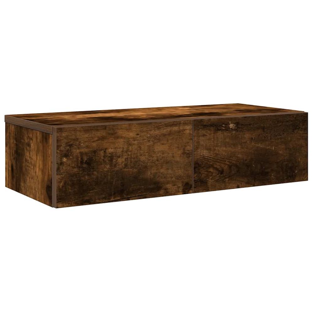 Étagère murale avec tiroirs chêne fumé bois d'ingénierie
