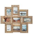 Cadre pêle-mêle multivues 9 photos en bois de manguier 69 x 60 cm