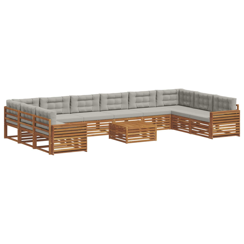 Ensembles de canapés avec coussin 11 pcs gris naturel et clair