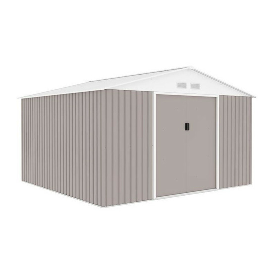 Abri de jardin en métal 10,85 m² - 340 x 319 x 210 cm - kit d'ancrage inclus - taupe