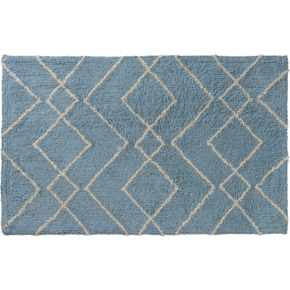Bohemian - tapis de bain en coton fantaisie bleu 50x80cm