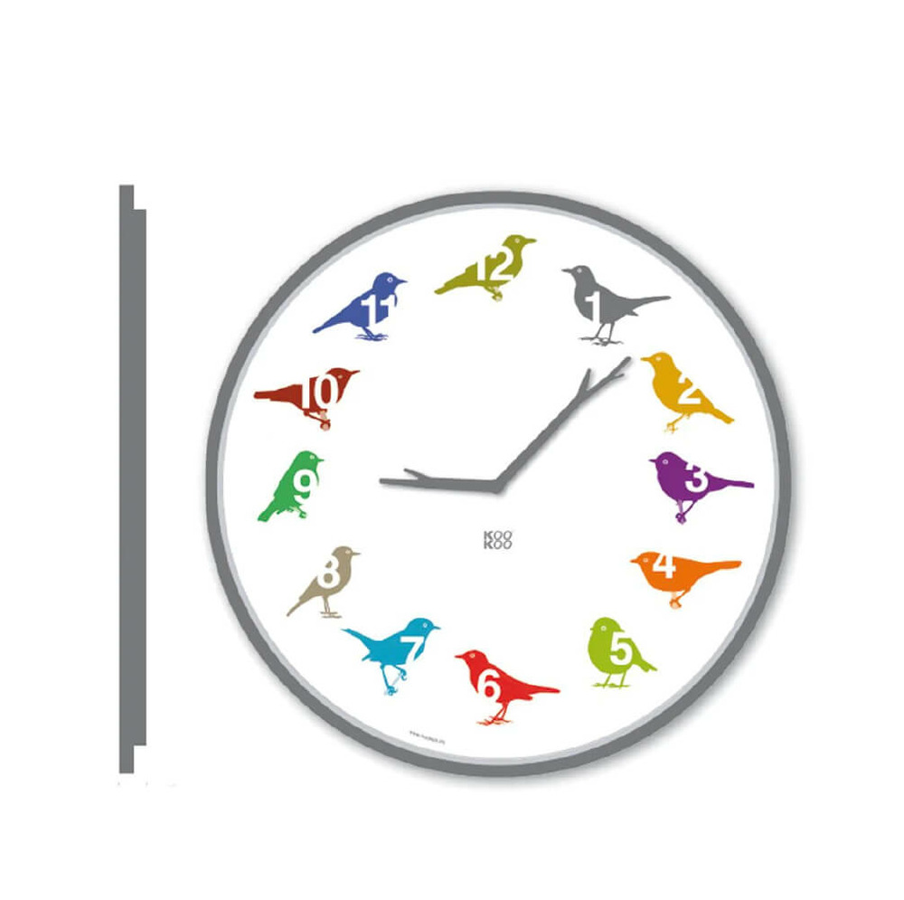 Horloge oiseaux des jardins, modèle ultraflat couleur