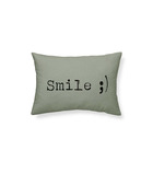Coussin coton lavé smile - 30 x 70 cm - vert kaki