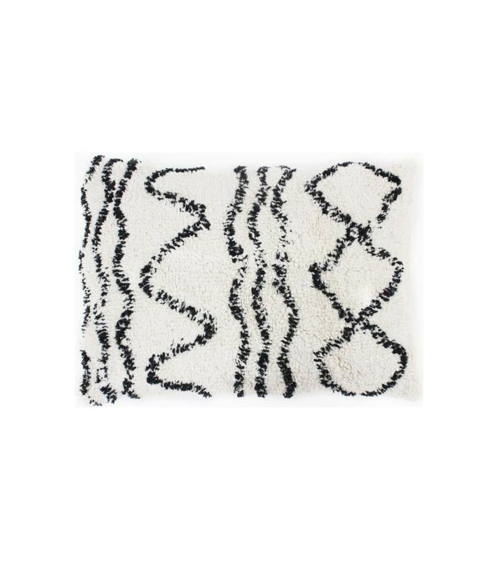 Coussin berbere ethno - 40 x 60 cm - beige naturel et noir