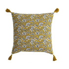 Coussin udaipur all over - jaune - 100% coton - 40 x 40 cm -