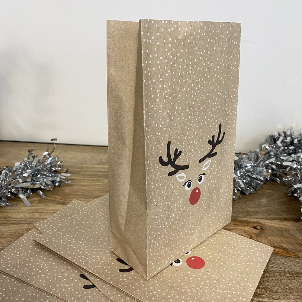 Lot de 6 sacs cadeau en papier rennes