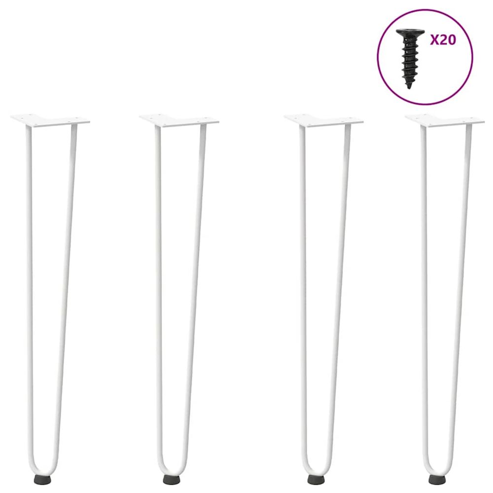 Pieds en épingle à cheveux pour consoles, lot de 4, blanc, 72 cm, acier massif