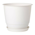 Pot de fleurs d'extérieur joy, pot rond, coloris blanc - ø48,8 x h.40,6 cm - 49,8 litres - pot plastique recyclé - poetic