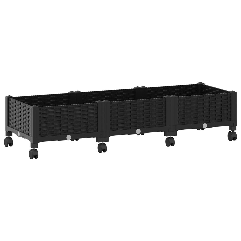 Jardinière d'extérieur avec roues noir 120 x 40 x 29 cm pp