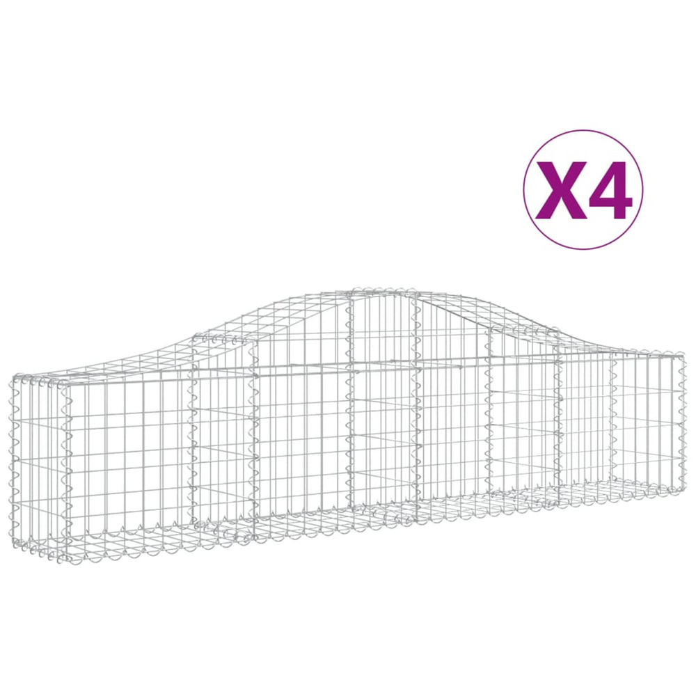 Paniers à gabions arqués 4 pcs 200x30x40/60 cm fer galvanisé