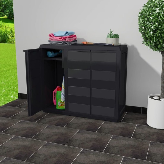 Armoire de rangement de jardin avec 2 étagères noir