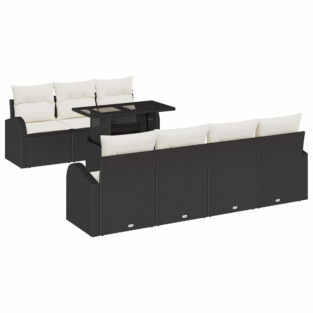 Ensemble de canapé de jardin 8 pc noir poly rattan