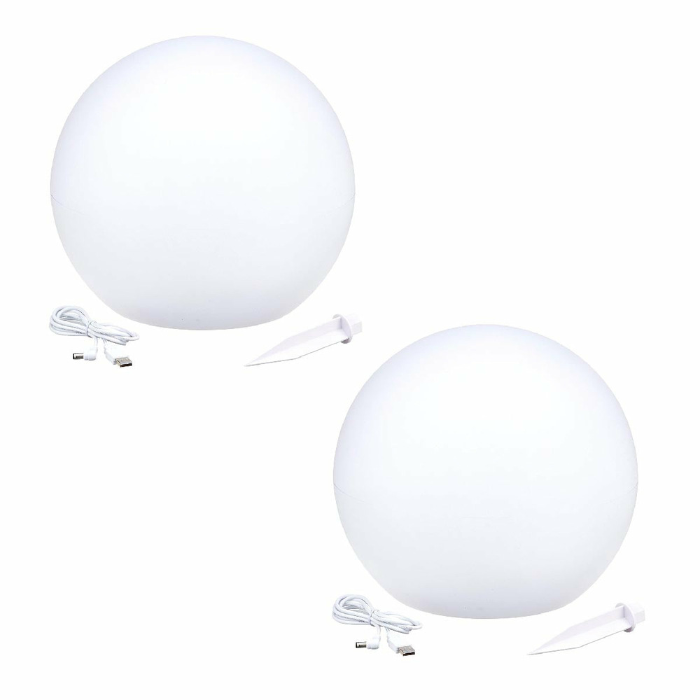 2 boules lumineuses solaires solsty blanc polyéthylène ∅30cm