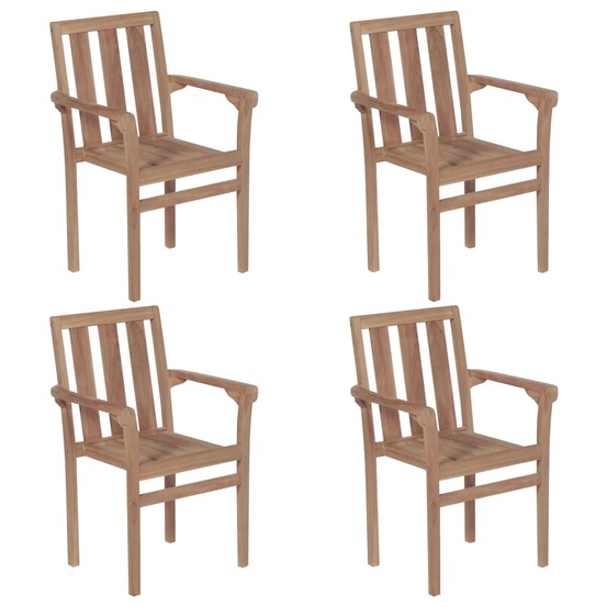 Chaises de jardin empilables avec coussins lot de 4 teck solide