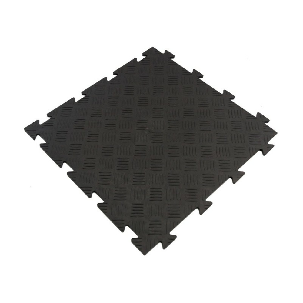 Dalle clipsable en pvc motif métal strié - noir 50 x 50 cm