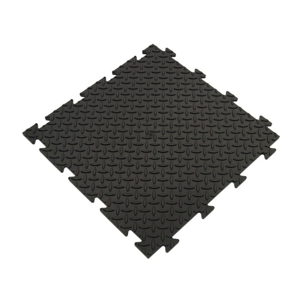 Dalle clipsable en pvc motif grain de riz - noir 50 x 50 cm