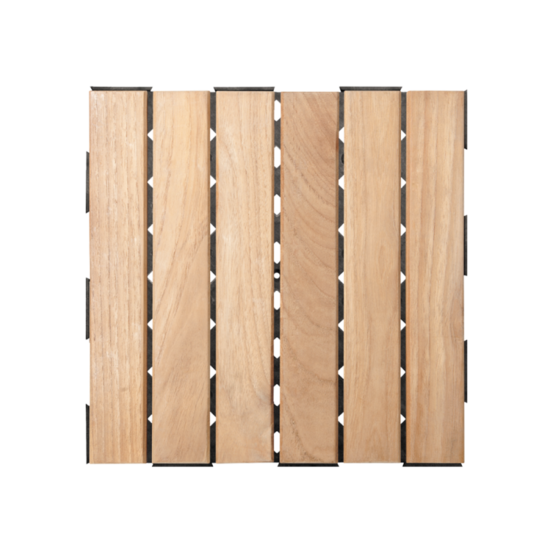 Dalle en bois teck naturel (lot de 4) - miel 30 x 30 cm