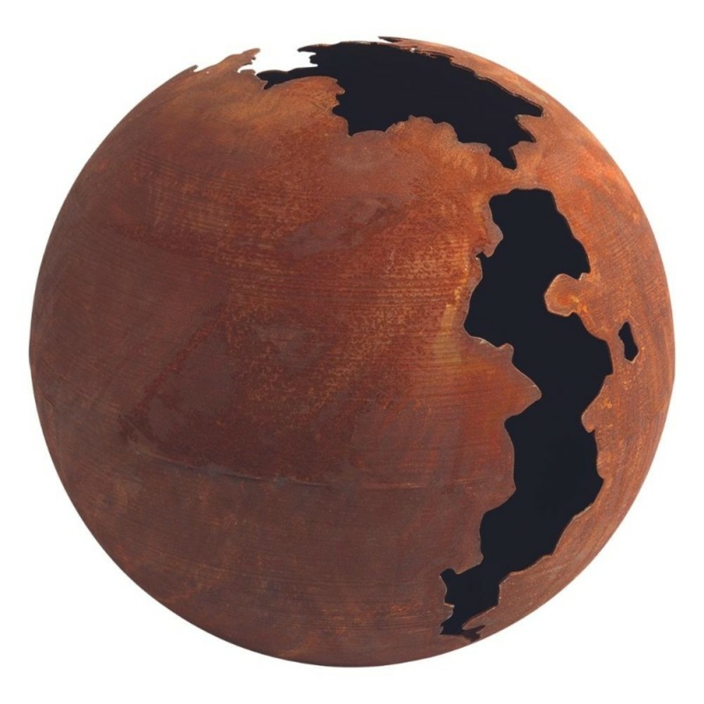 Boule déco jardin métal craquelée - rouille 30 cm