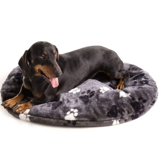 Coussin ovale gris taille 50 x 60 x 4 cm pour chien