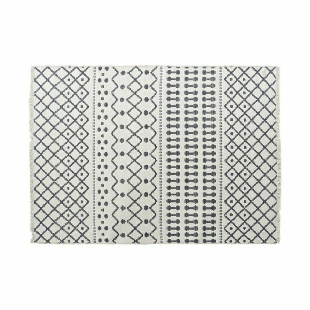 Tapis dkd home decor blanc polyester coton gris foncé (160 x 230 x 1 cm)