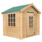 Maison en bois pour enfants - 0.9 m2 - 111 x 113 cm - toit vert - sans plancher - M570Z-1