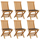 Chaises de jardin avec coussins taupe 6 pcs bois de teck massif