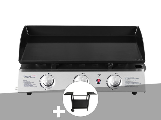 Plancha gaz prato 3 brûleurs + chariot