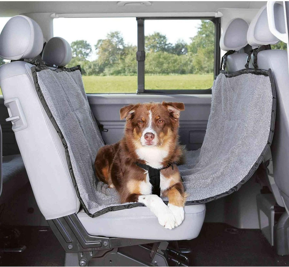 Protection de siège voiture en polyester gris et noir - 145 x 160 cm