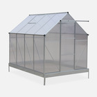 Serre de jardin chene en polycarbonate 5m² avec base. 2 lucarnes de toit. Gouttière.  polycarbonate 4mm