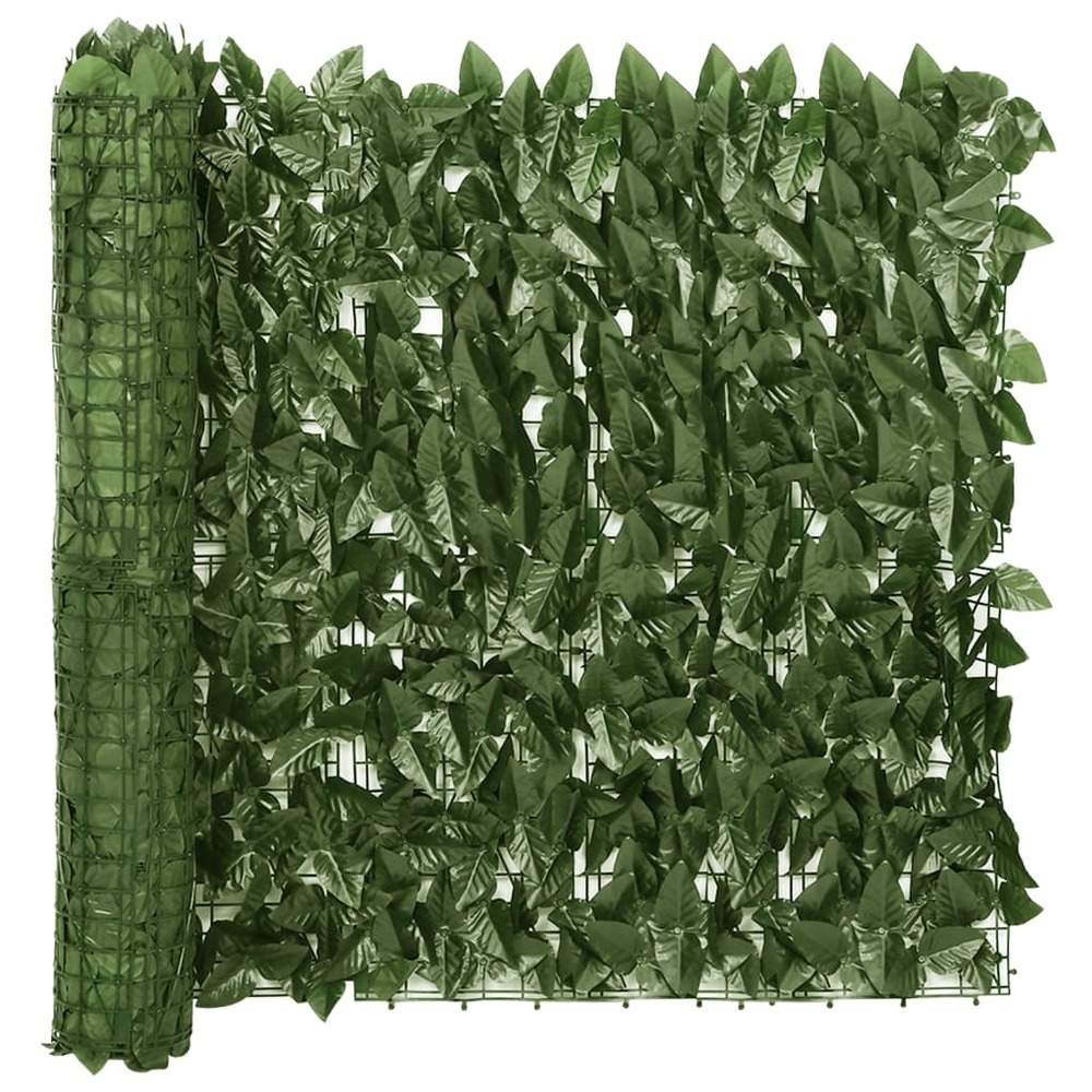 Écran de balcon avec feuilles vert foncé 300x75 cm