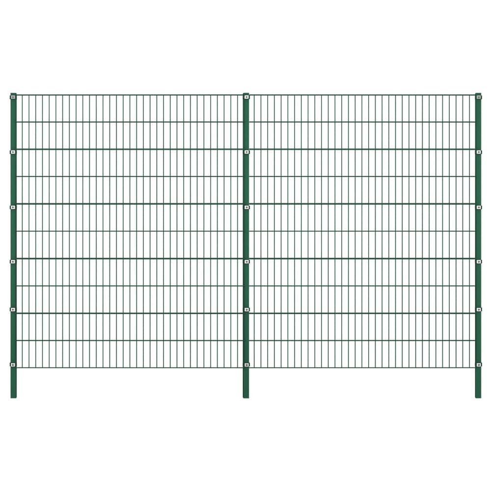 Panneau de clôture avec poteaux fer 3,4 x 2 m vert