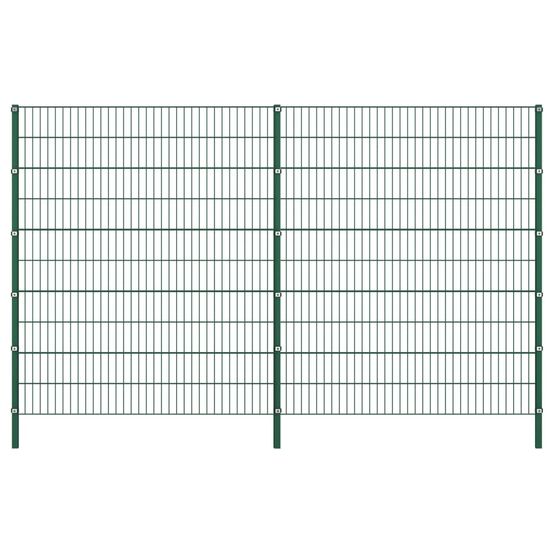 Panneau de clôture avec poteaux fer 3,4 x 2 m vert