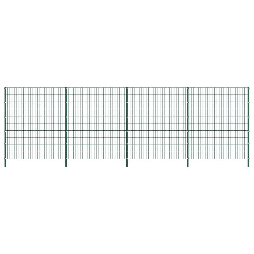 Panneau de clôture avec poteaux fer 6,8 x 2 m vert