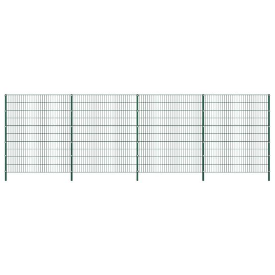 Panneau de clôture avec poteaux fer 6,8 x 2 m vert