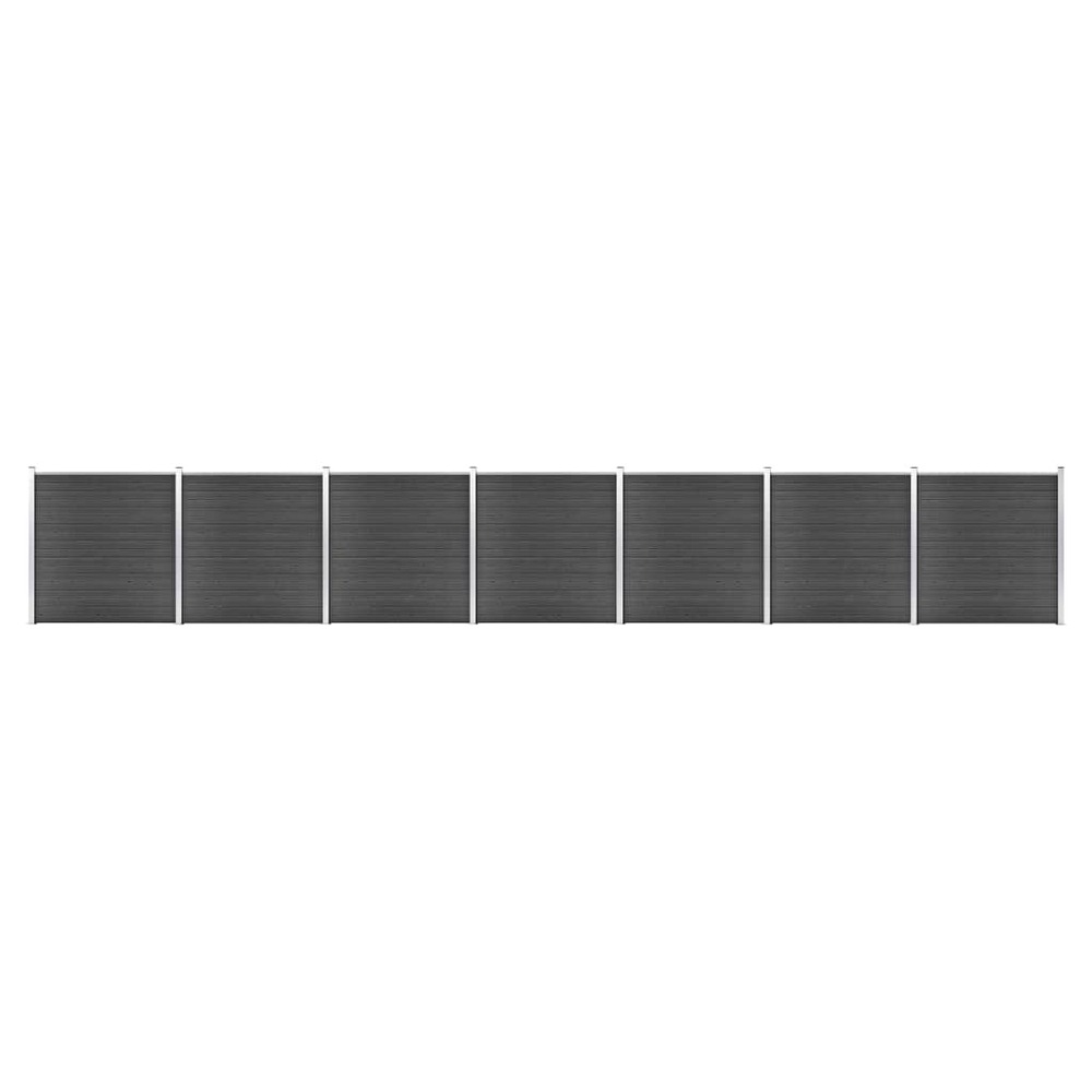 Ensemble de panneau de clôture wpc 1218x186 cm noir