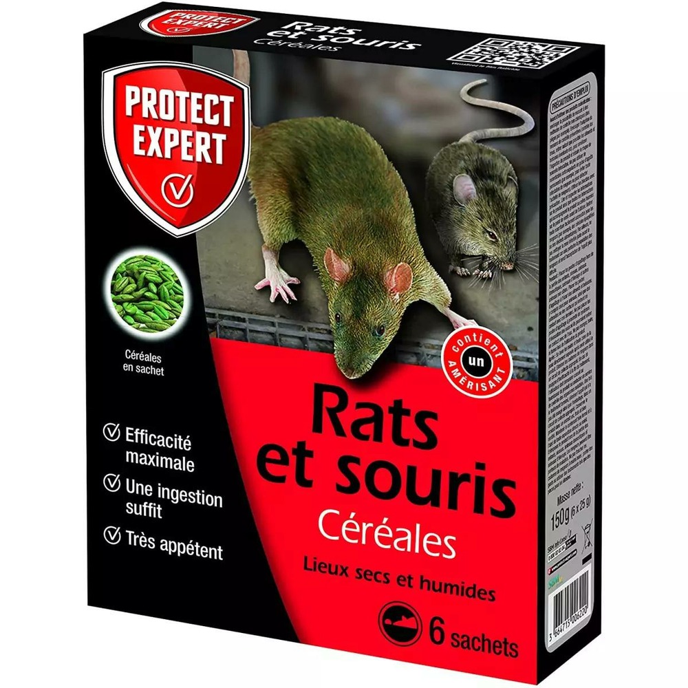 Protect expert rats & souris céréales en sachet , 6 x 25rs Truffaut