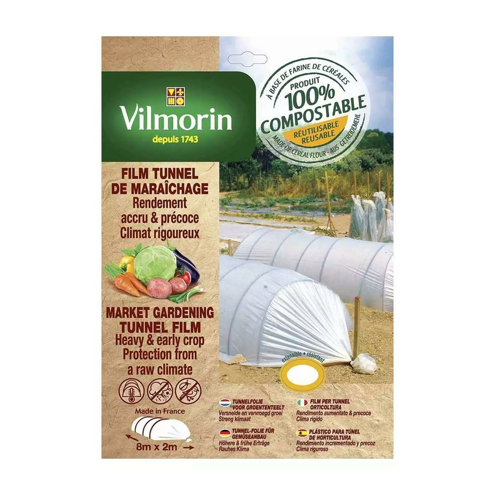 Film tunnel de maraîchage - farine de céréales - 2m x 8m 45µm