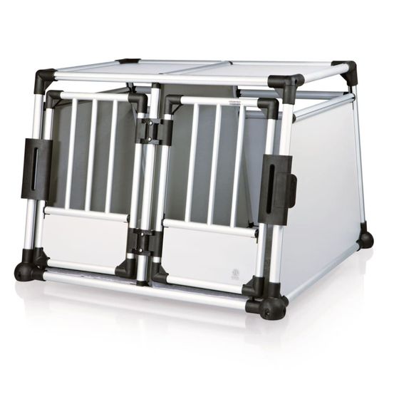 Boîte de transport double pour animaux m-l aluminium