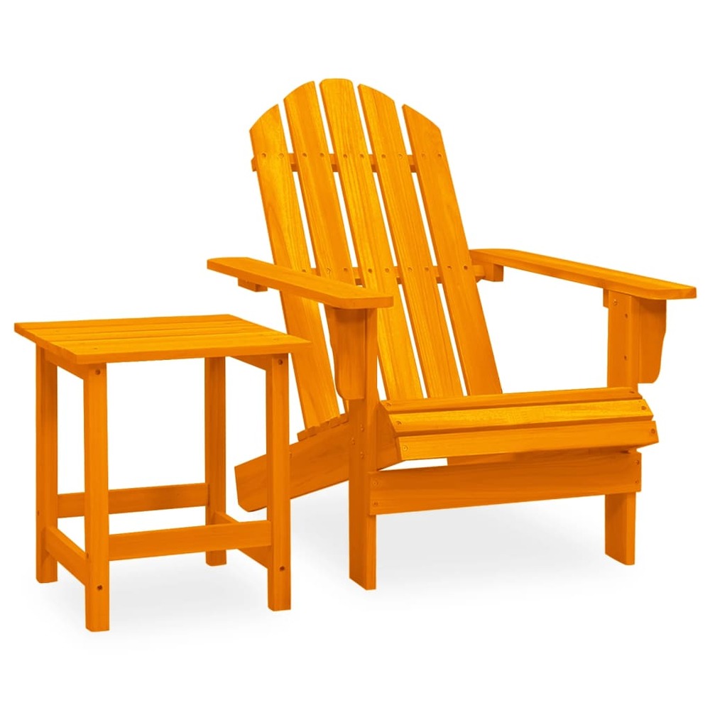 Chaise de jardin adirondack avec table sapin solide orange