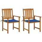 Chaises de jardin avec coussins 2 pcs bois d'acacia massif