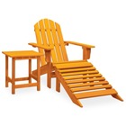 Chaise de jardin adirondack avec pouf et table sapin orange