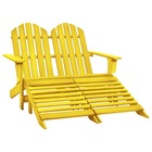 Chaise de jardin adirondack 2 places et pouf sapin massif jaune
